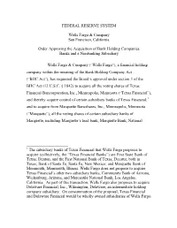 Approval of Proposal of Wells Fargo