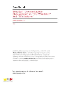 "De Consolatione Philosophiae" Vs. "The Wanderer" and "The Seafarer"