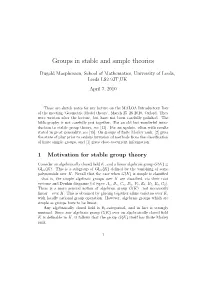 Groups in Stable and Simple Theories