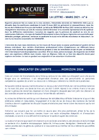 Lettre N° 6, Mars 2021