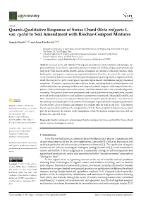 Quanti-Qualitative Response of Swiss Chard (Beta Vulgaris L. Var. Cycla) to Soil Amendment with Biochar-Compost Mixtures