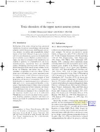Toxic Disorders of the Upper Motor Neuron System