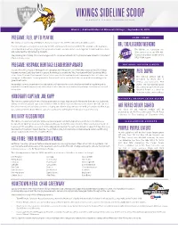 VIKINGS SIDELINE SCOOP Minnesota Vikings Communications