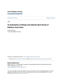 An Examination of Setting in Six Selected Short Novels of Katherine Anne Porter