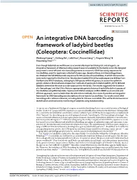 An Integrative DNA Barcoding Framework of Ladybird Beetles (Coleoptera: Coccinellidae)