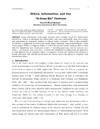 Ethics, Information, and Our “It-From-Bit” Universe Terrell Ward Bynum Southern Connecticut State University