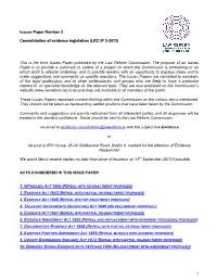 Issues Paper on Consolidation of Evidence Legislation