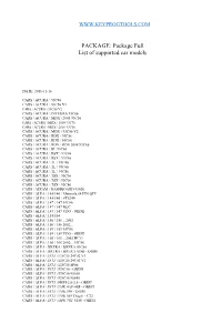 PACKAGE: Package Full List of Supported Car Models