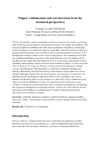 Popper's Falsification and Corroboration from the Statistical
