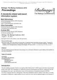 Proceedings of Balisage: the Markup Conference 2012