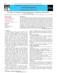 The Effect of Workplace Deviance Behaviour on Employee Performance