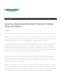 Alcatel Space Delivers First Payload for Xm Satellite Radio