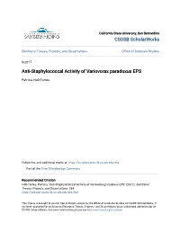 Anti-Staphylococcal Activity of Variovorax Paradoxus EPS
