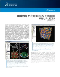 Biovia Materials Studio Visualizer Datasheet