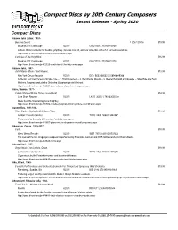 Compact Discs by 20Th Century Composers Recent Releases - Spring 2020