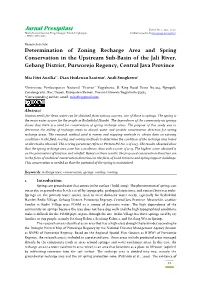 Determination of Zoning Recharge Area and Spring Conservation in the Upstream Sub-Basin of the Jali River, Gebang District, Purworejo Regency, Central Java Province