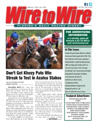 Don't Get Khozy Puts Win Streak to Test in Azalea Stakes