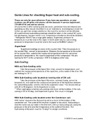 Guide Lines for Checking Super Heat and Sub-Cooling