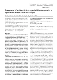 Prevalence of Amblyopia in Congenital Blepharoptosis: a Systematic Review and Meta-Analysis