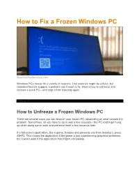 How to Fix a Frozen Windows PC