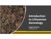 Introduction to Lithuanian Genealogy