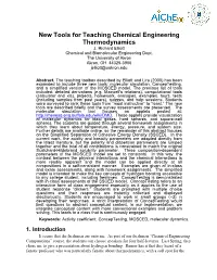 New Tools for Teaching Chemical Engineering Thermodynamics J