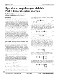 Operational Amplifier Gain Stability, Part 1: General System Analysis