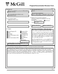 Program/Concentration Revision Form
