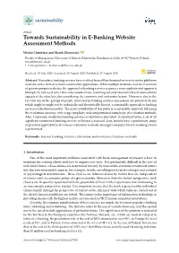 Towards Sustainability in E-Banking Website Assessment Methods
