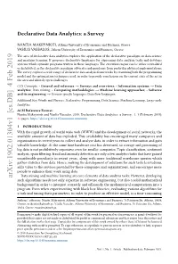 Declarative Data Analytics: a Survey
