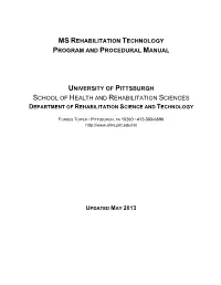 Ms Rehabilitation Technology Program and Procedural Manual University Of