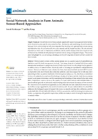 Social Network Analysis in Farm Animals: Sensor-Based Approaches