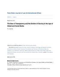 The Rise of Transparency and the Decline of Secrecy in the Age of Global and Social Media