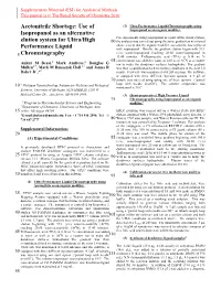Acetonitrile Shortage: Use of Isopropanol As an Alternative Elution