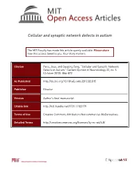 Cellular and Synaptic Network Defects in Autism