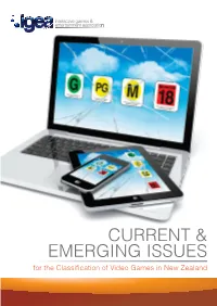 Current and Emerging Issues for the Classification of Video Games In