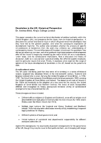 Devolution in the UK: Historical Perspective Dr
