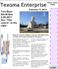 February 17, 2011 Tom Bean Bar-B-Que 2-26-2011 See “This Just In” to the Right–
