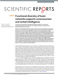 Functional Diversity of Brain Networks Supports Consciousness and Verbal