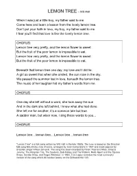 LEMON TREE – Will Holt