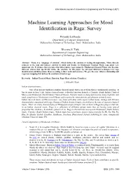 Machine Learning Approaches for Mood Identification in Raga: Survey