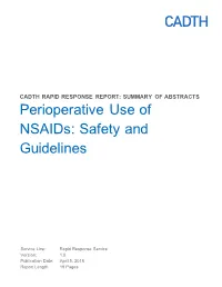 Perioperative Use of Nsaids: Safety and Guidelines