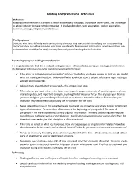 Reading Comprehension Difficulties Handout for Students