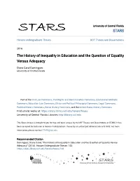 The History of Inequality in Education and the Question of Equality Versus Adequacy