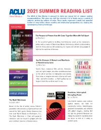 2021 SUMMER READING LIST the ACLU of New Mexico Is Pleased to Share Our Annual List of Summer Reading Recommendations