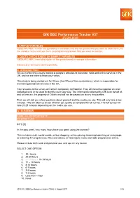 BBC Performance Tracker 2019 Questionnaire