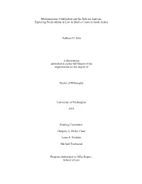 Modernization, Codification and the Judicial Analysis: Exploring Predictability in Law in Sharī‘A Courts in Saudi Arabia