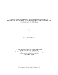 Case Study of an Indigenous Teacher's Writing Instruction