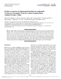 Earliest Occurrence of Lophogastrid Mysidacean Arthropods (Crustacea, Eucopiidae) from the Anisian Luoping Biota, Yunnan Province, China