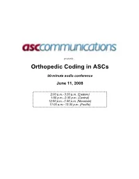 Orthopedic Coding in Ascs